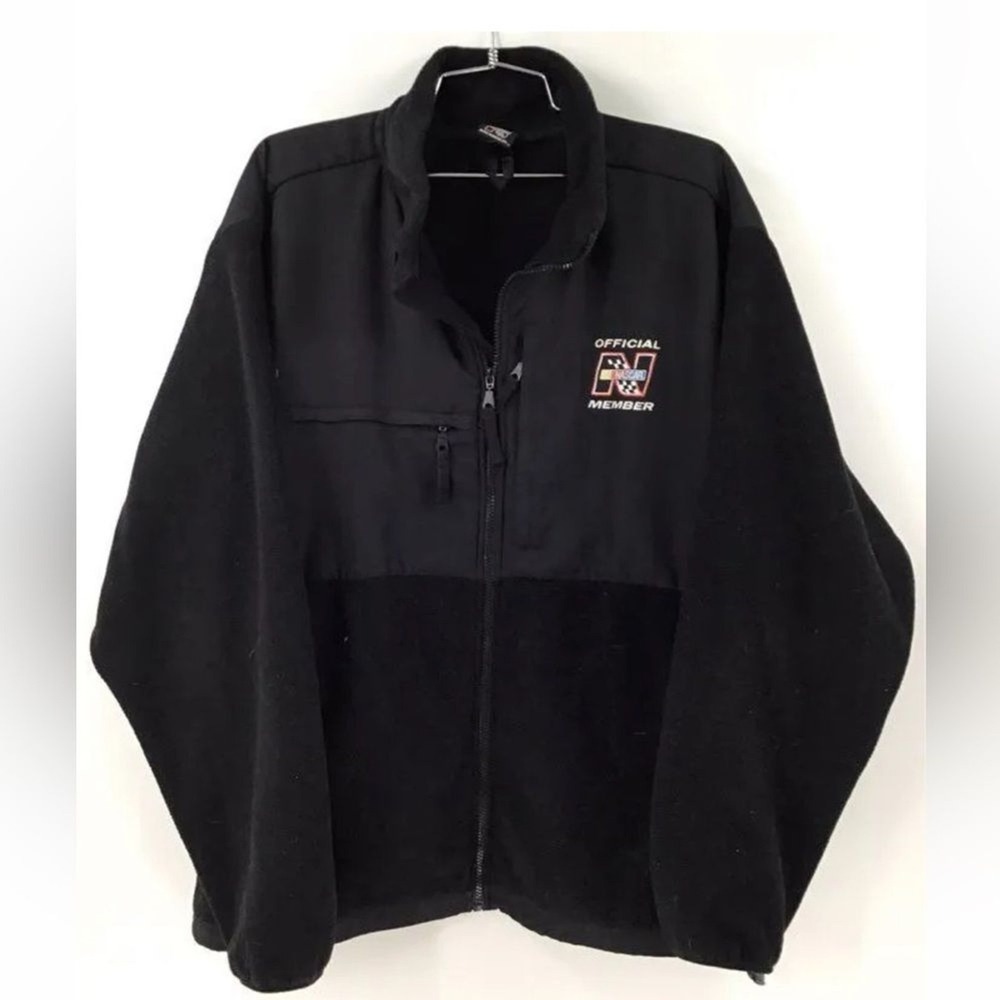 Nascar Men's Black Long Sleeve Collared Full Zip Jacket - Size XL